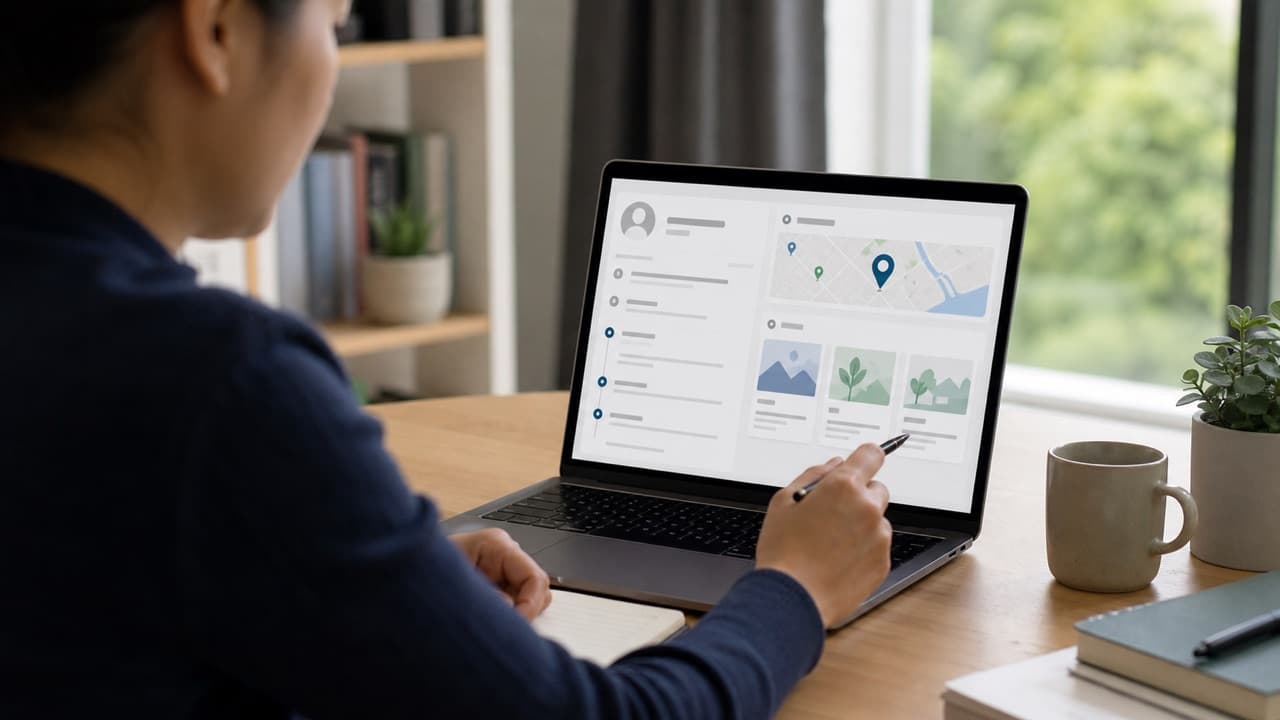 Facebook Page Transparency Explained help workflow shown on a phone and laptop