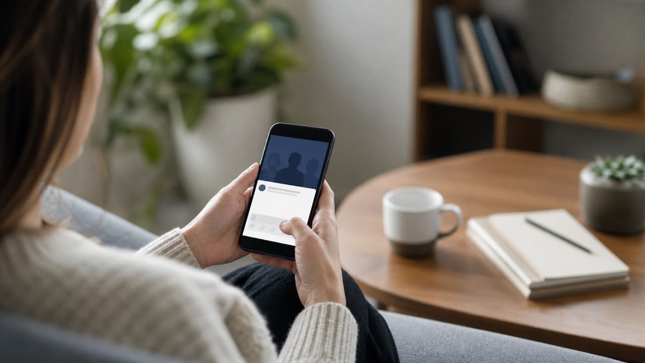 How to Post Anonymously on Facebook help workflow shown on a phone and laptop