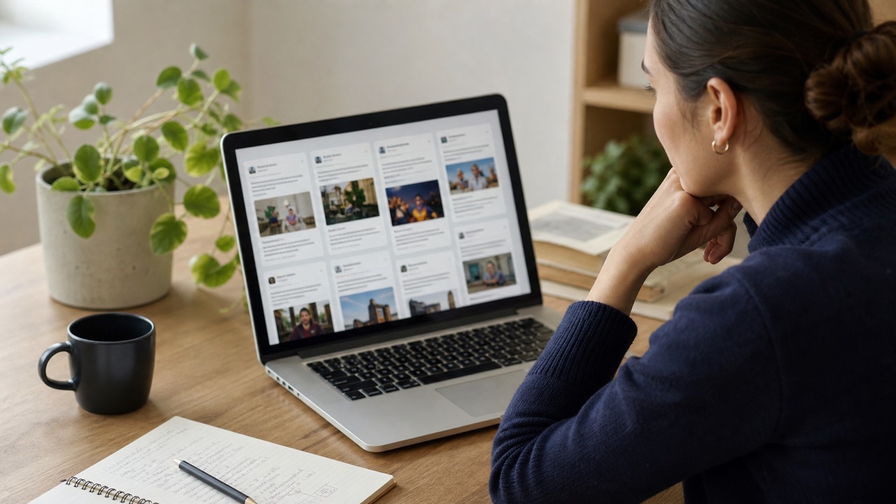 Facebook Ads Library help workflow shown on a phone and laptop