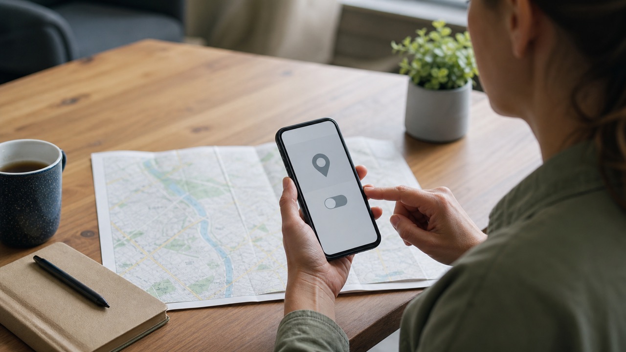 Facebook Latitude and Location Privacy help workflow shown on a phone and laptop